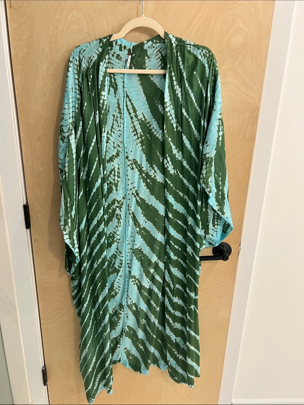 Green & Aqua Tie-Dye open front kaftan